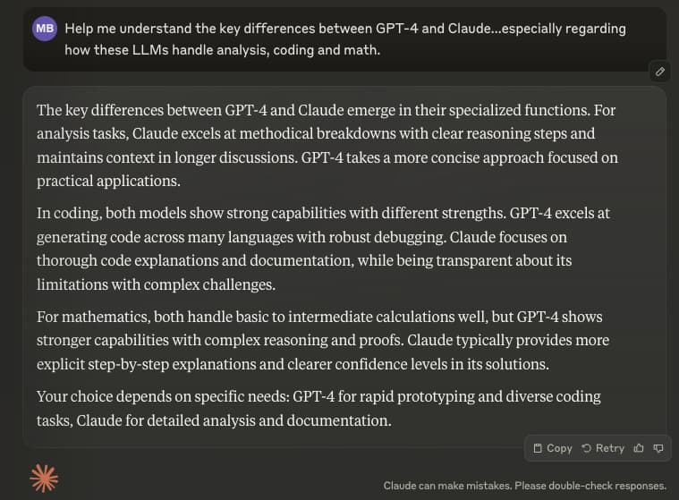 different large language models